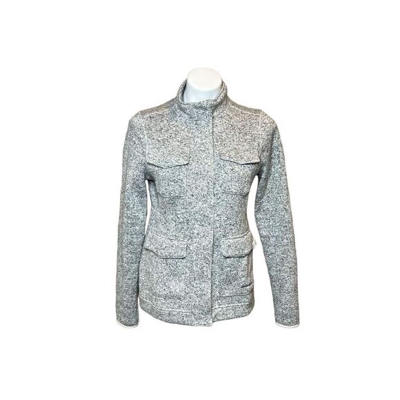 Eddie  Bauer heathered gray full zip 4 pocket fleece jacket size M - Picture 1 of 16